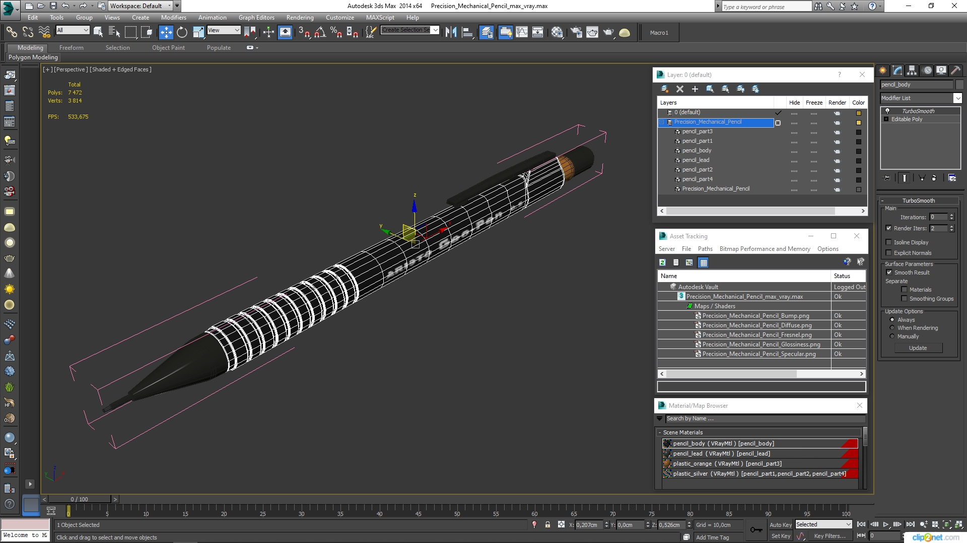 Precision Mechanical Pencil 3D