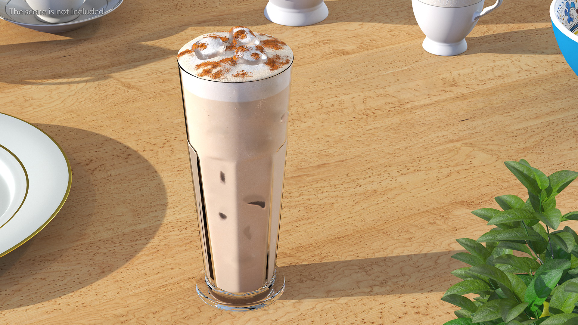 3D Iced Cappuccino with Cinnamon in Tall Glass model
