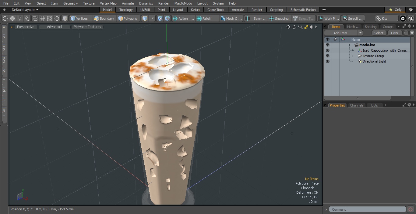 3D Iced Cappuccino with Cinnamon in Tall Glass model
