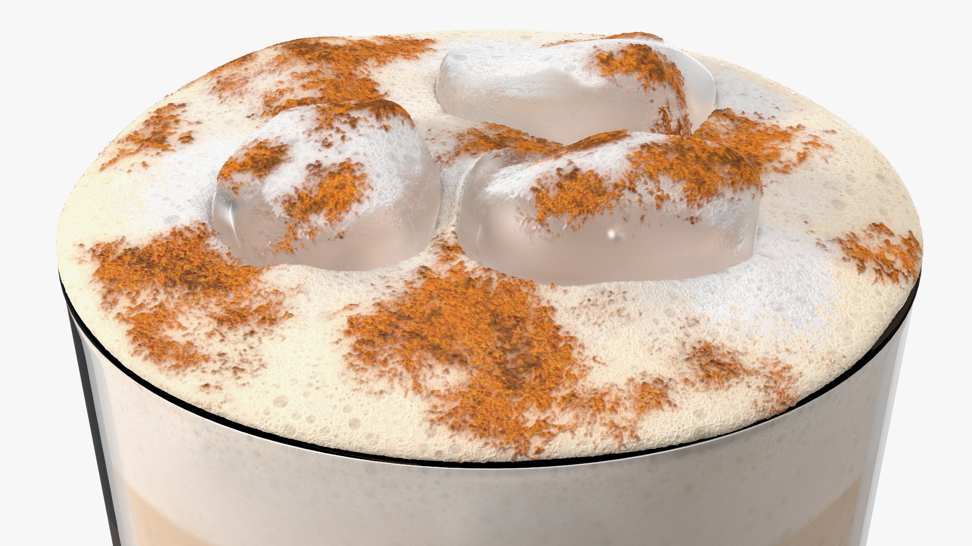 3D Iced Cappuccino with Cinnamon in Tall Glass model