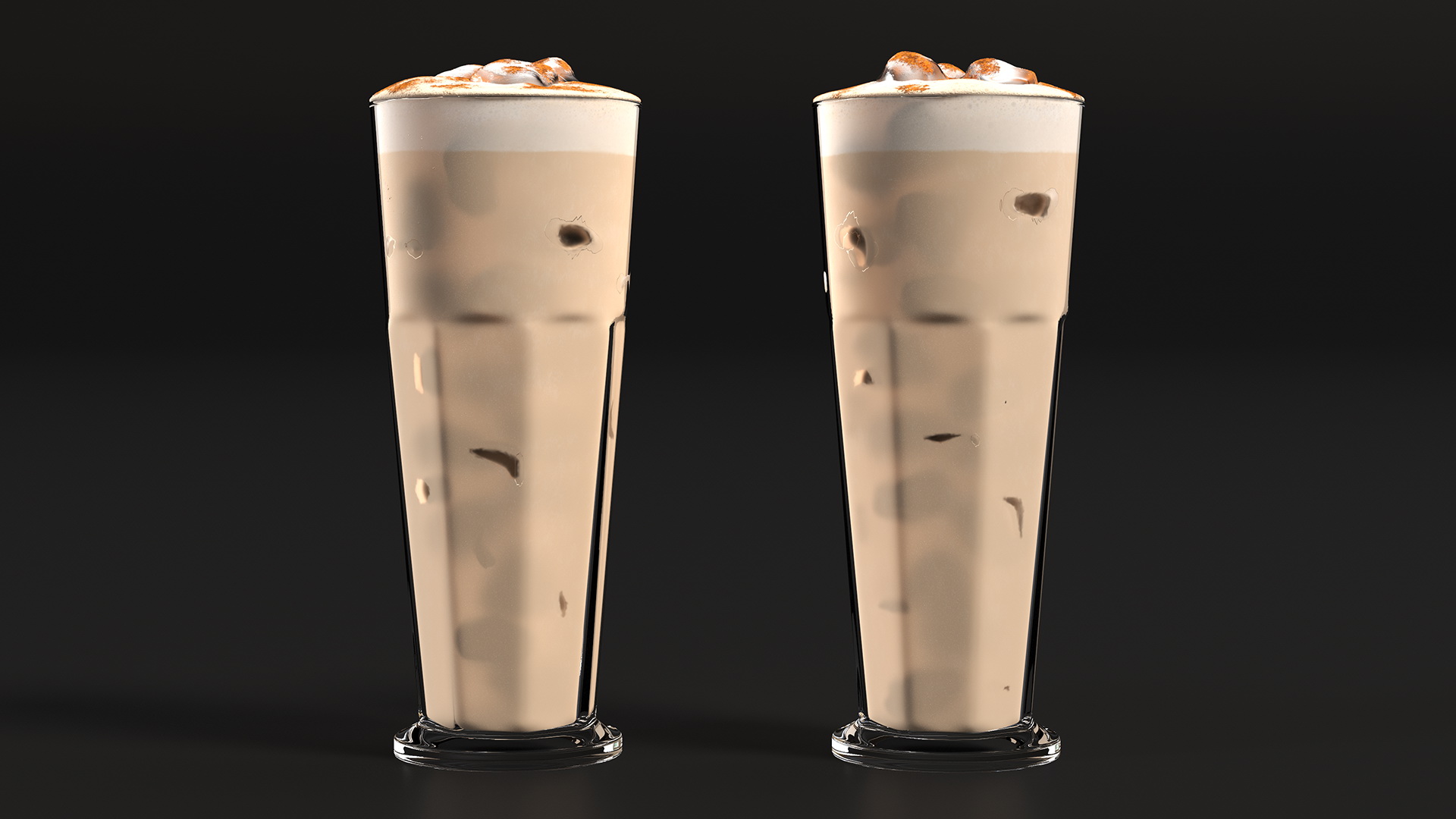 3D Iced Cappuccino with Cinnamon in Tall Glass model