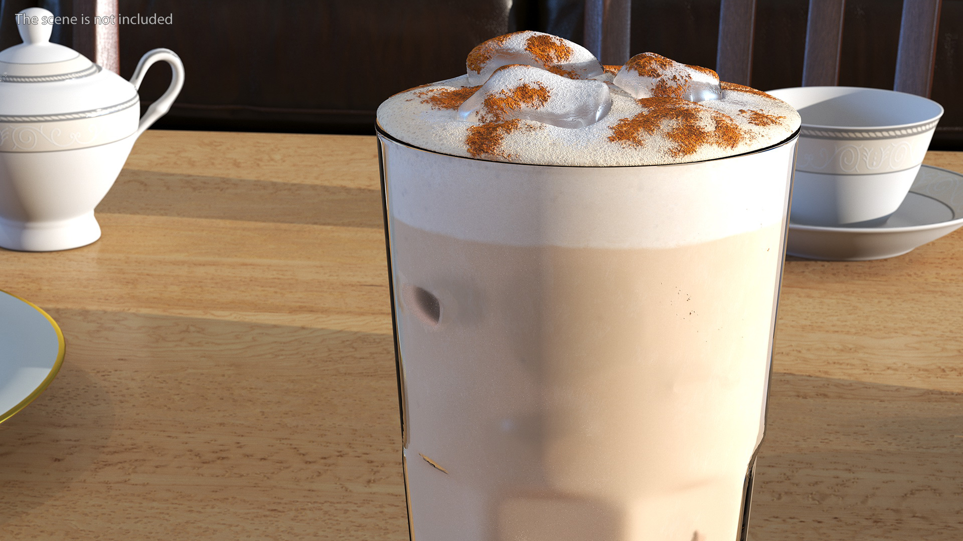 3D Iced Cappuccino with Cinnamon in Tall Glass model