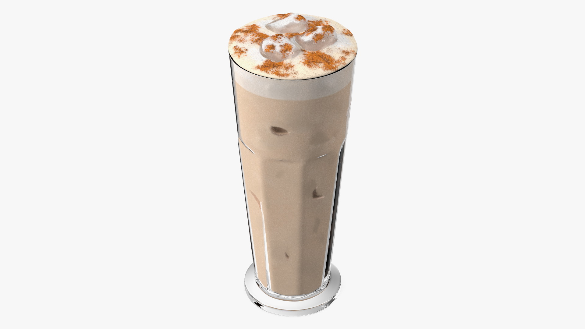 3D Iced Cappuccino with Cinnamon in Tall Glass model