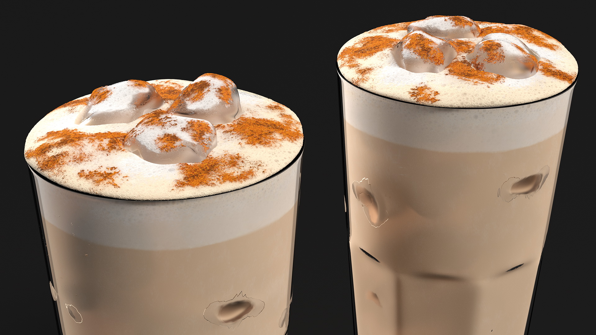 3D Iced Cappuccino with Cinnamon in Tall Glass model