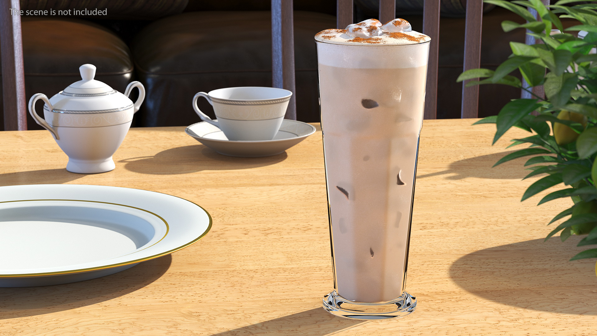 3D Iced Cappuccino with Cinnamon in Tall Glass model