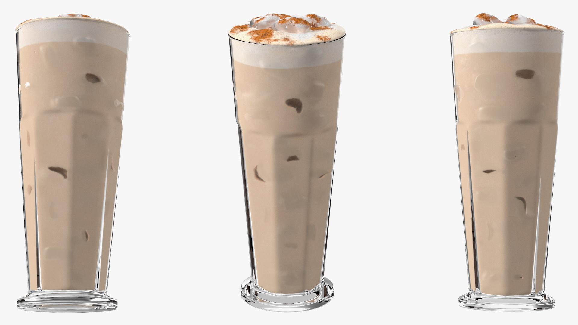 3D Iced Cappuccino with Cinnamon in Tall Glass model