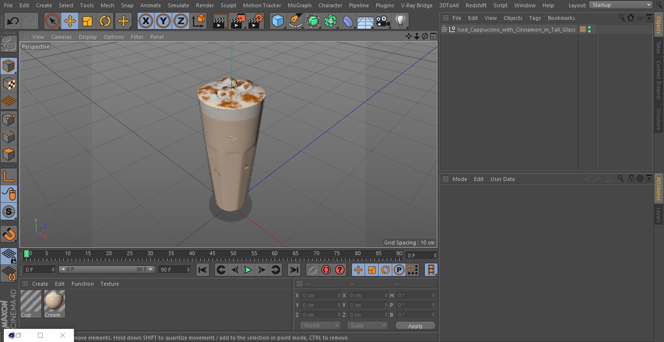 3D Iced Cappuccino with Cinnamon in Tall Glass model