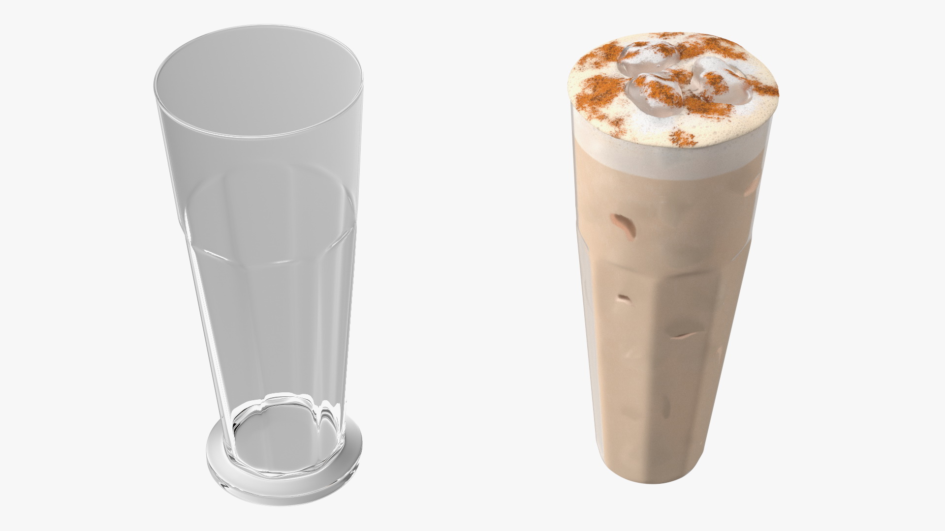 3D Iced Cappuccino with Cinnamon in Tall Glass model