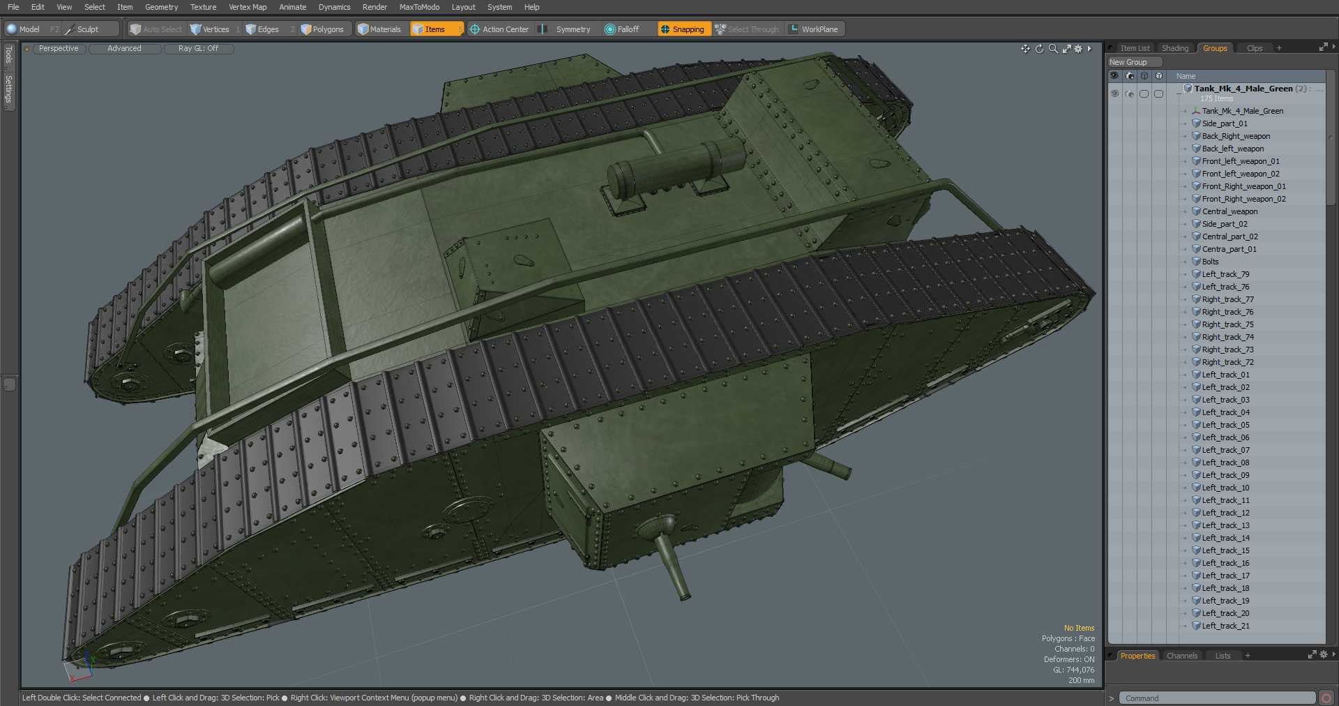 3D model Tank MK 4 Male Green