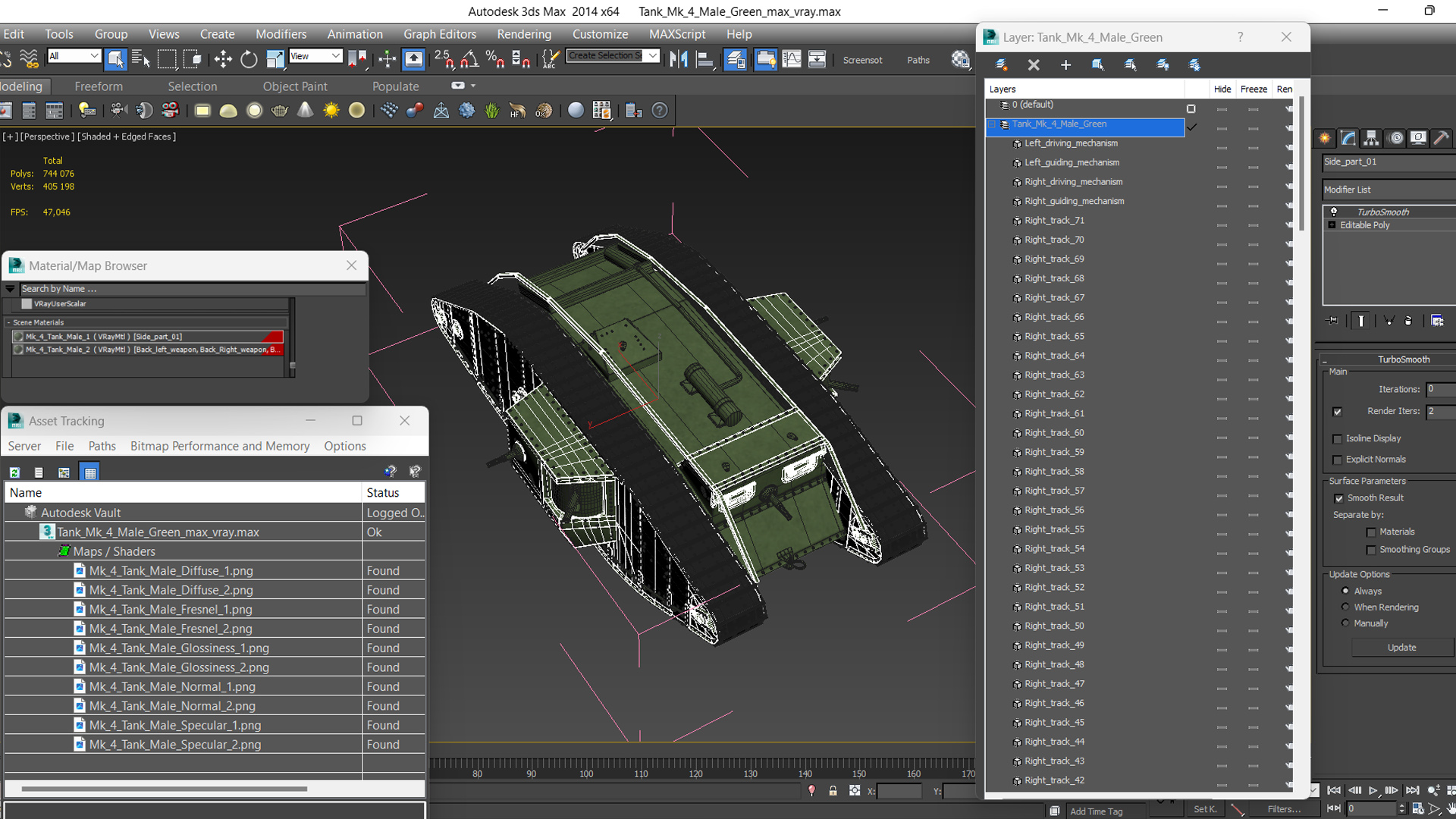 3D model Tank MK 4 Male Green