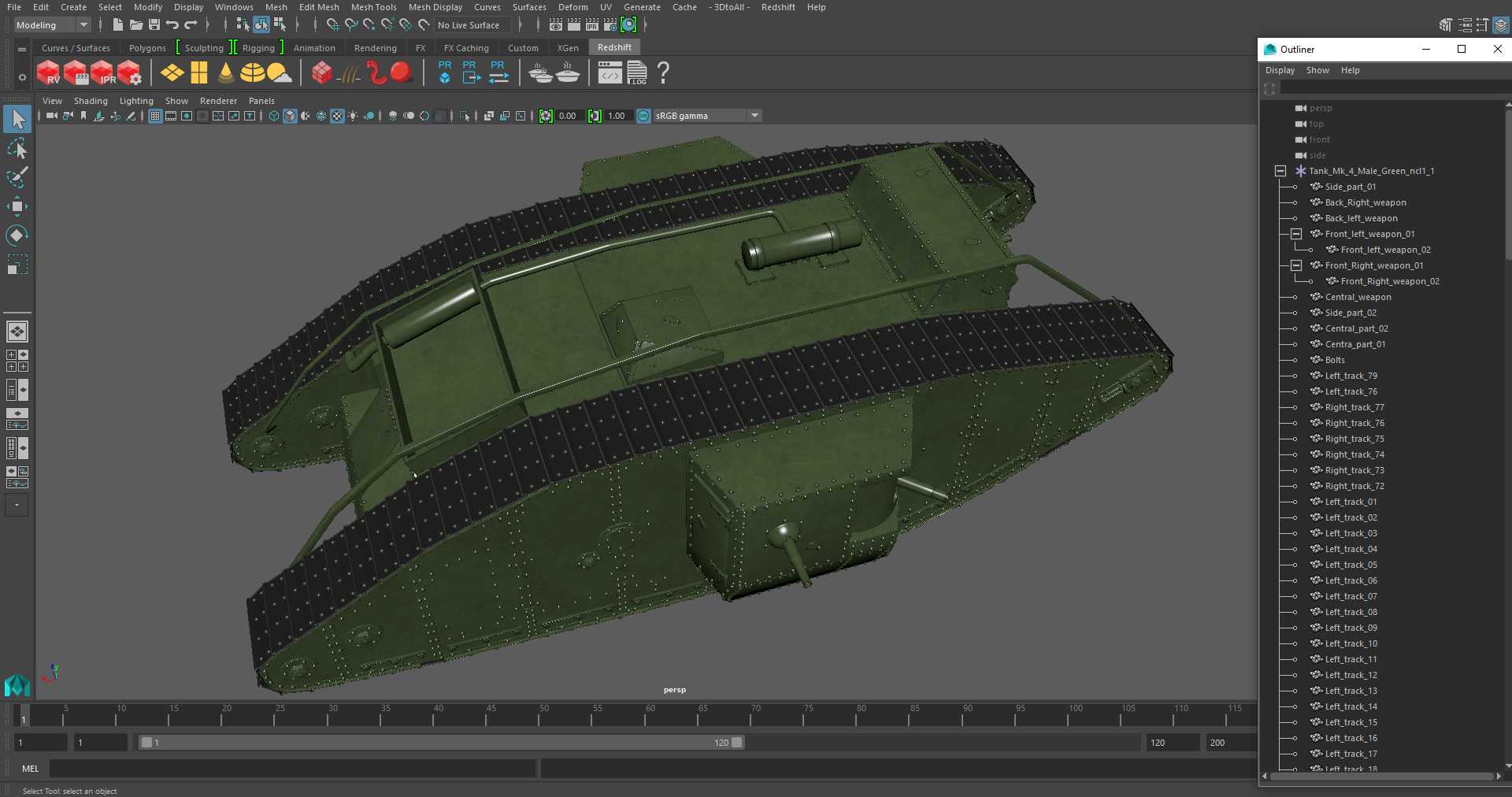 3D model Tank MK 4 Male Green