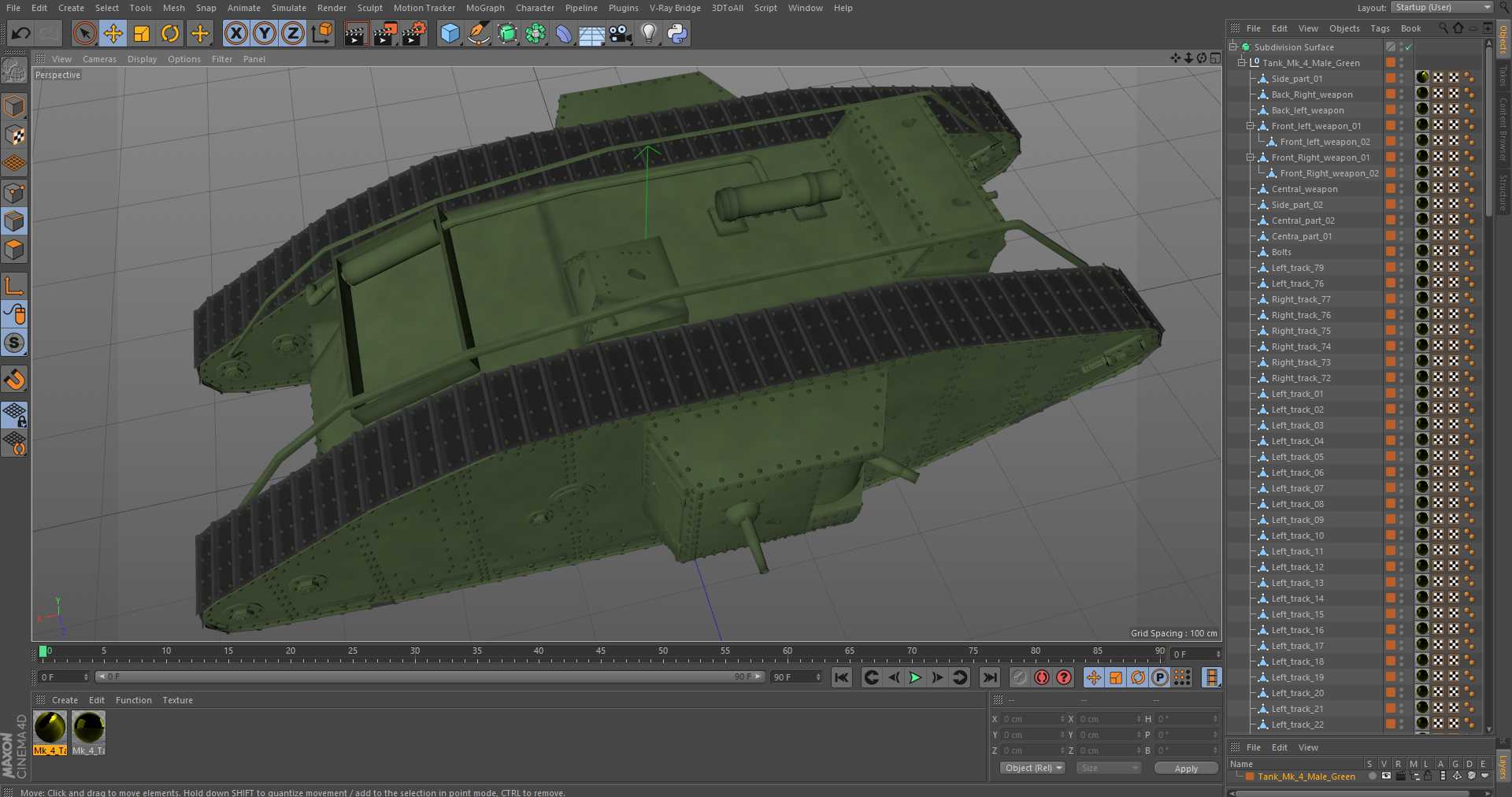 3D model Tank MK 4 Male Green