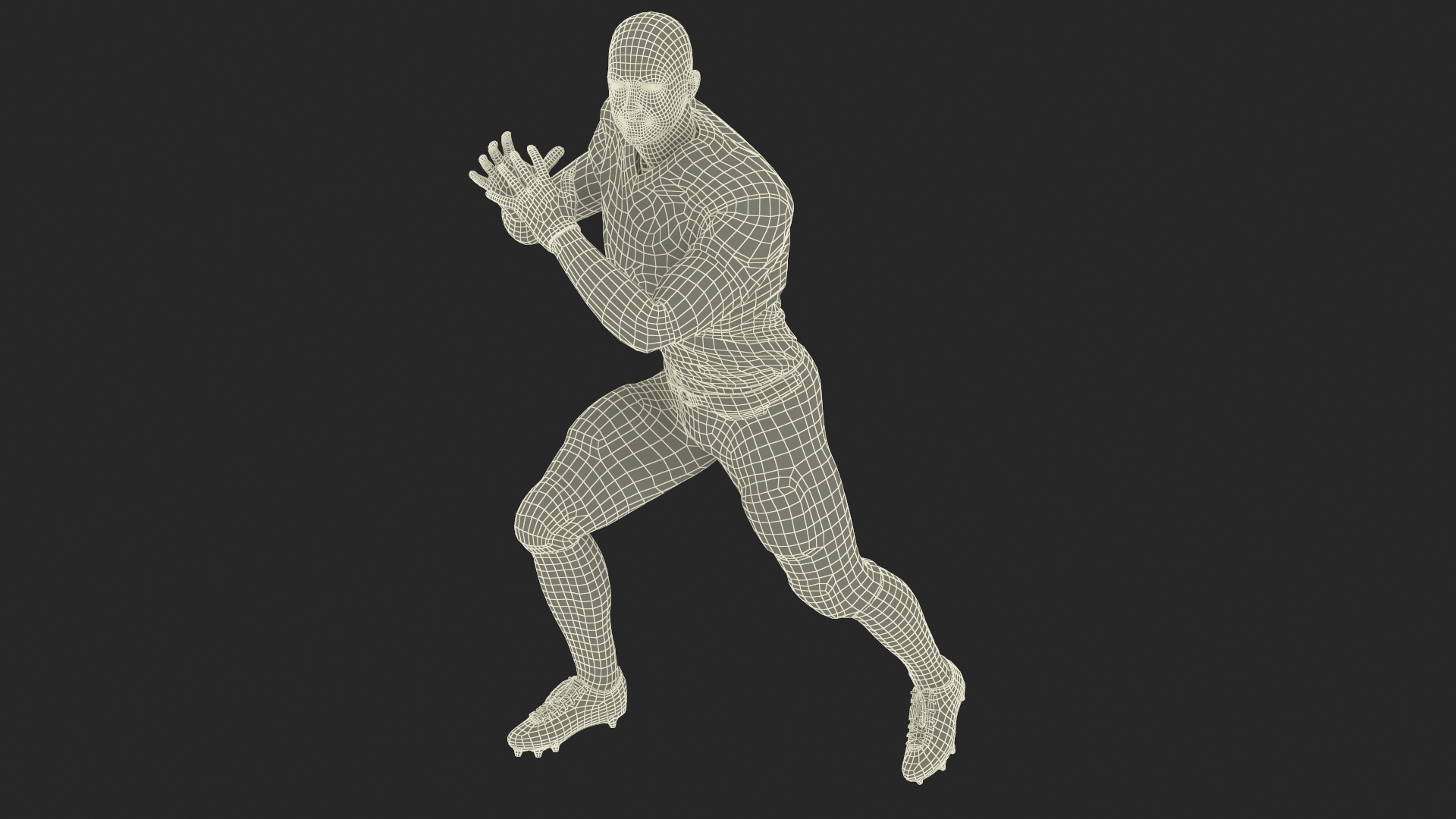 3D American Football Player Red Uniform Running The Ball model