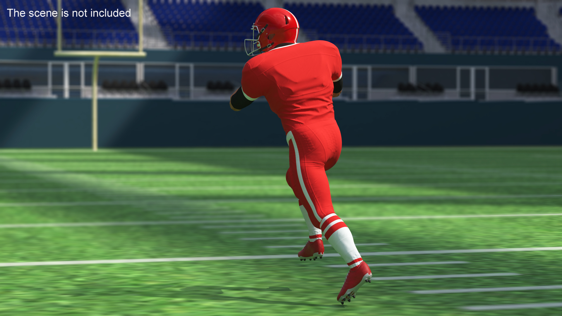 3D American Football Player Red Uniform Running The Ball model