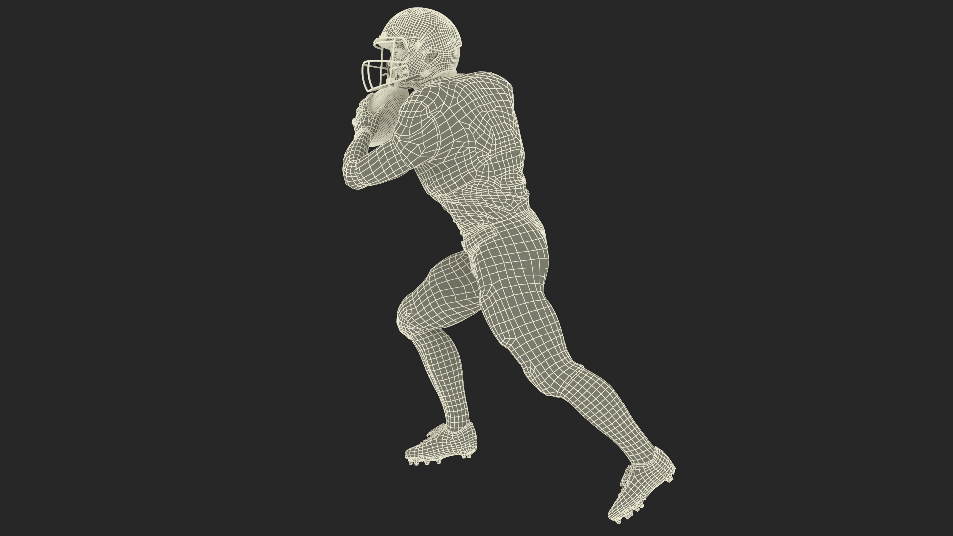 3D American Football Player Red Uniform Running The Ball model