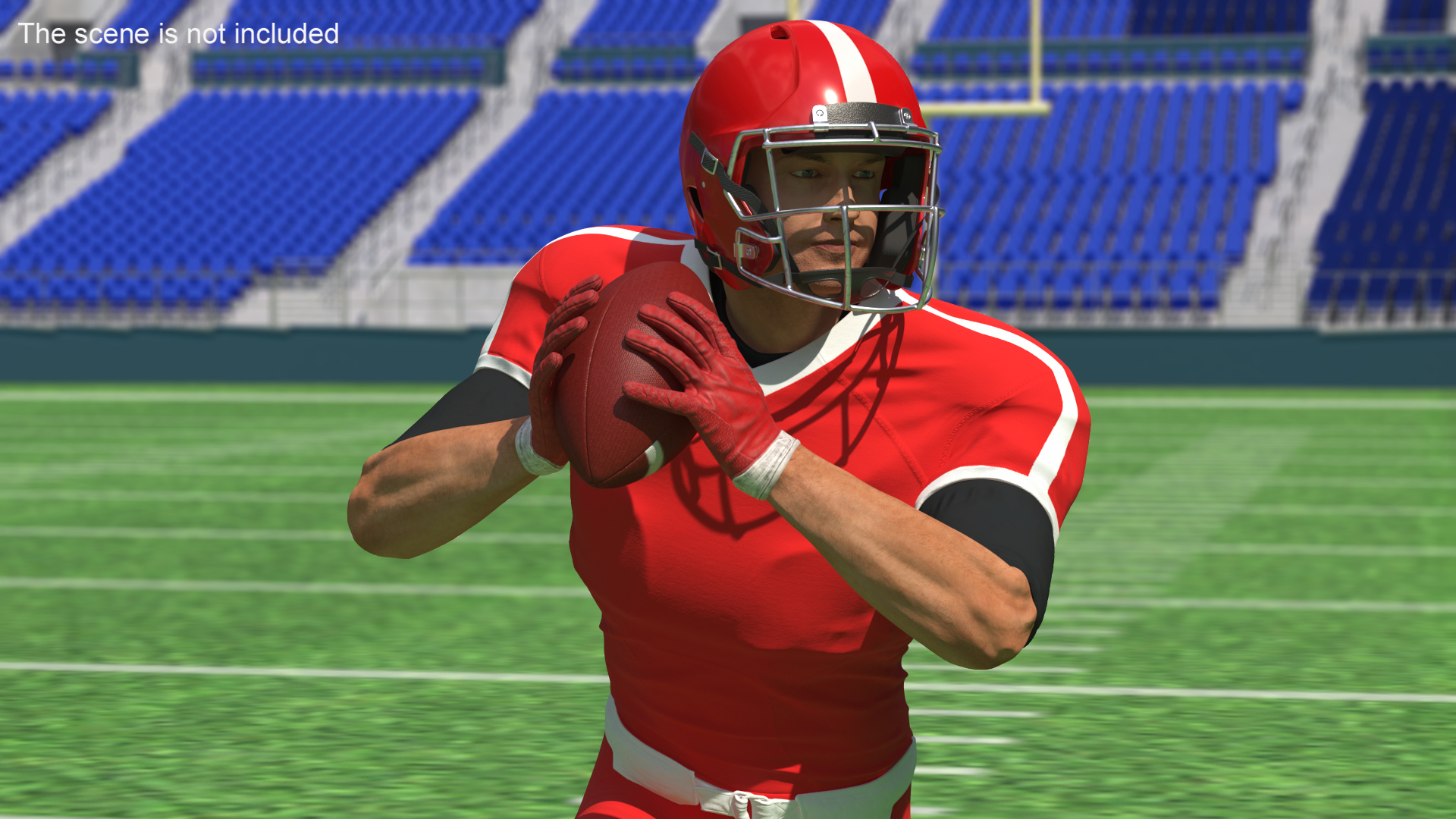 3D American Football Player Red Uniform Running The Ball model