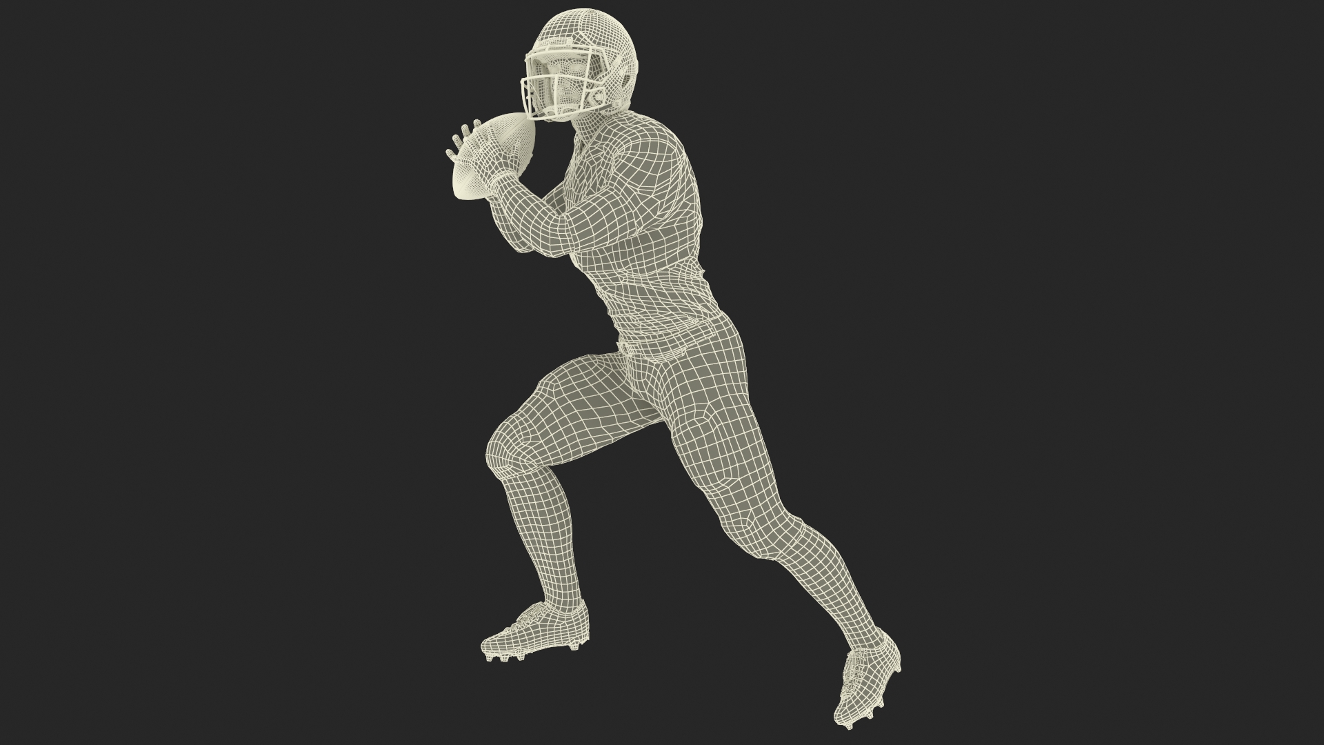 3D American Football Player Red Uniform Running The Ball model
