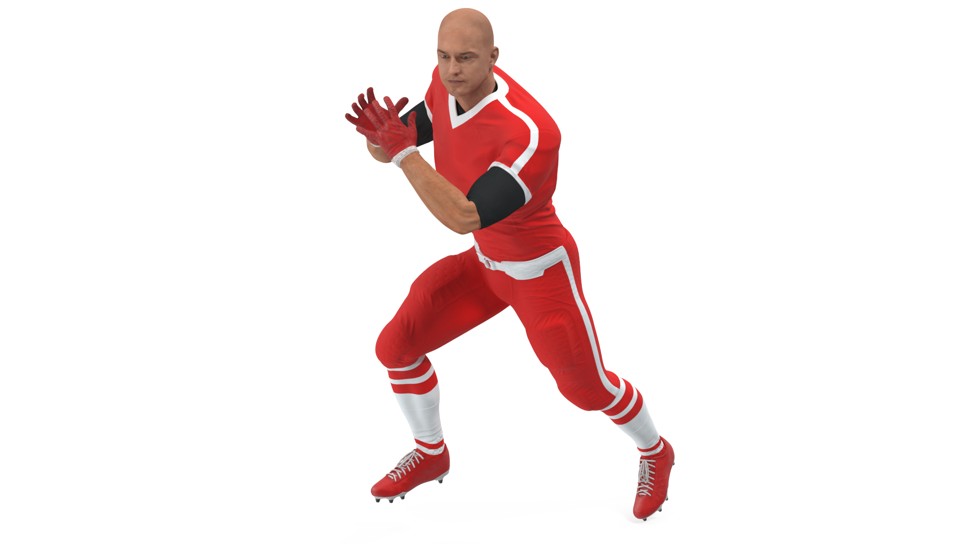 3D American Football Player Red Uniform Running The Ball model