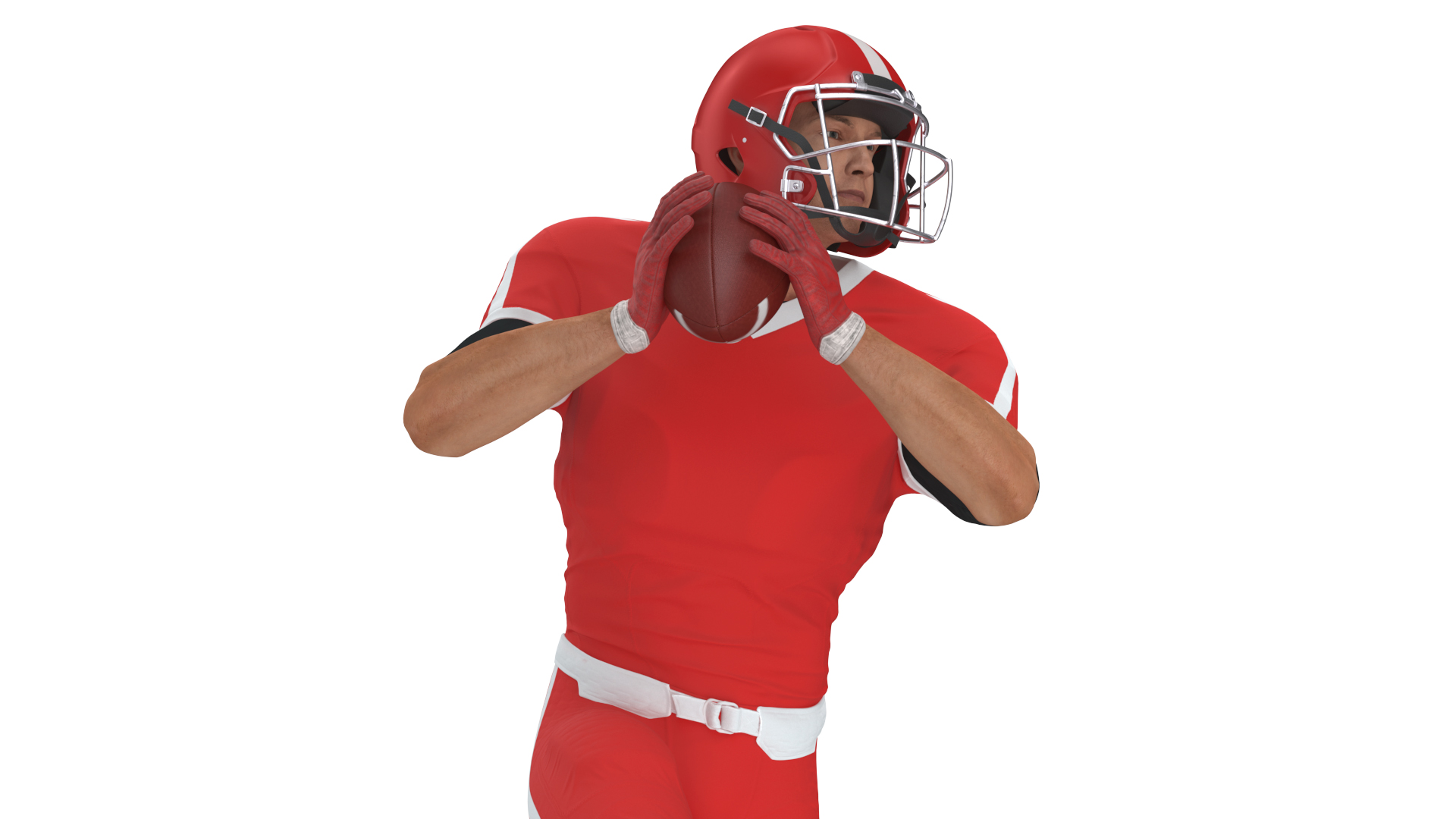 3D American Football Player Red Uniform Running The Ball model