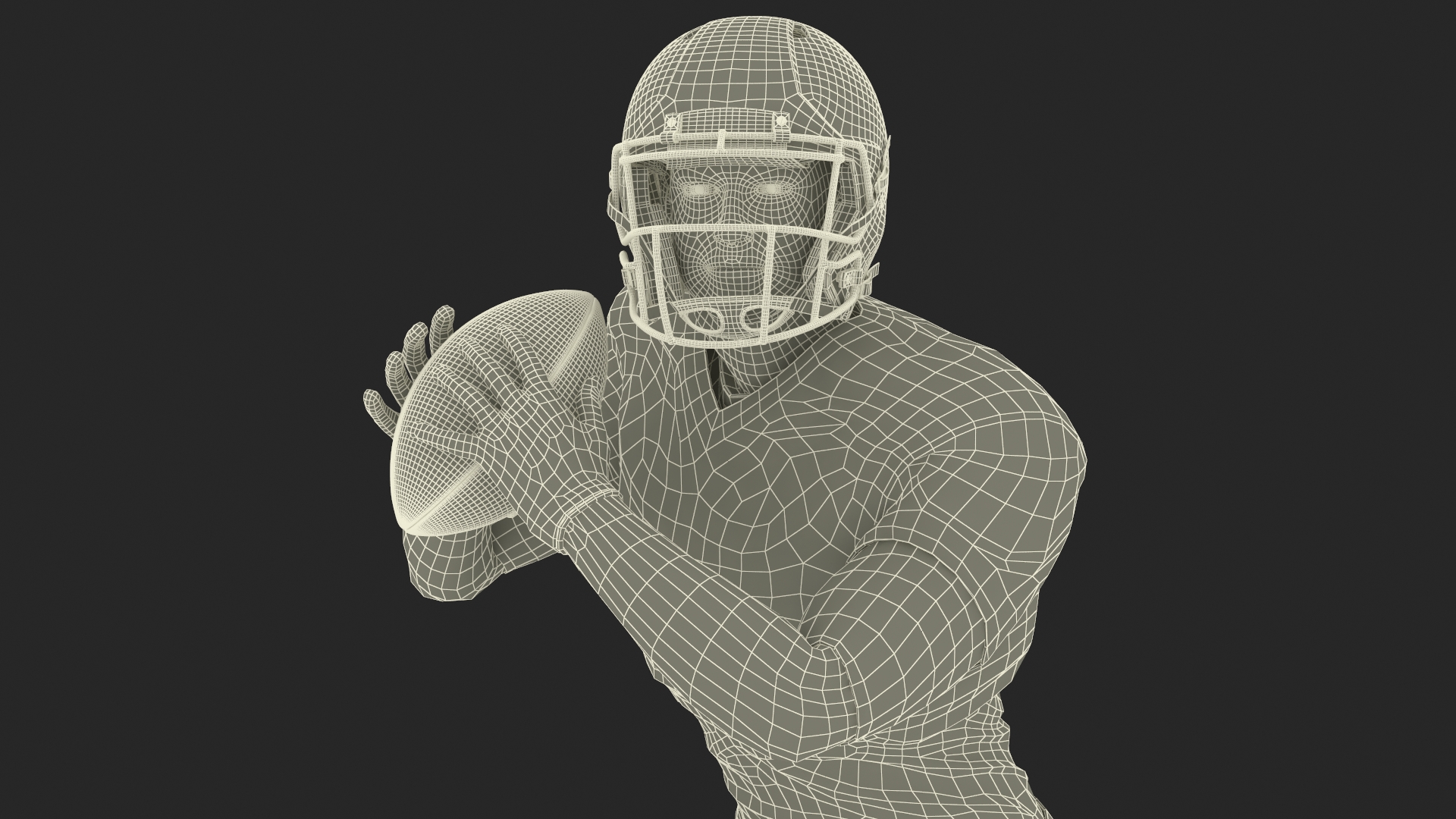 3D American Football Player Red Uniform Running The Ball model