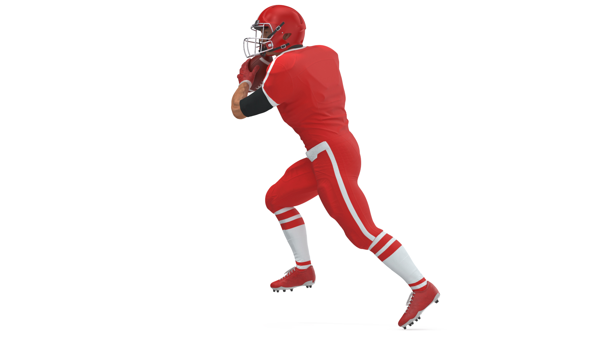 3D American Football Player Red Uniform Running The Ball model
