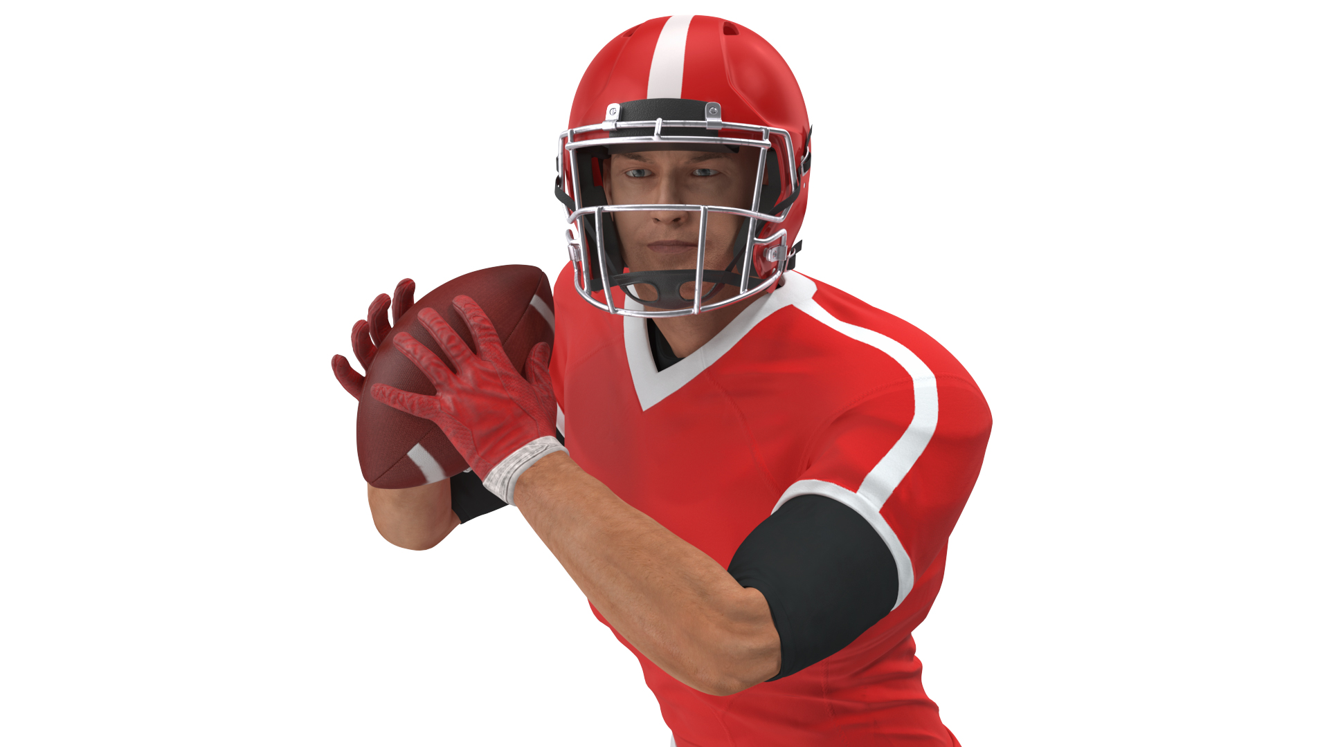 3D American Football Player Red Uniform Running The Ball model