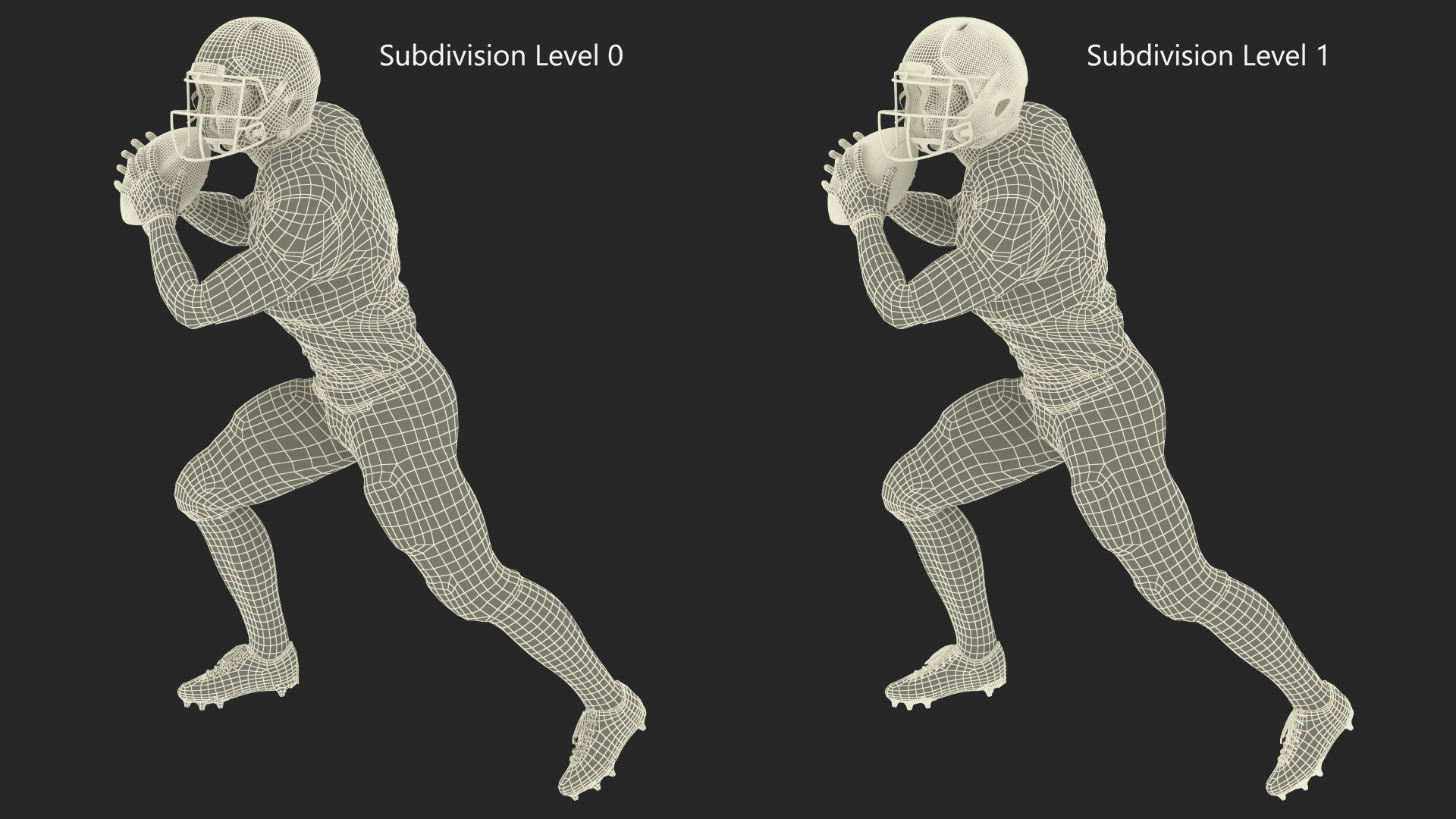 3D American Football Player Red Uniform Running The Ball model
