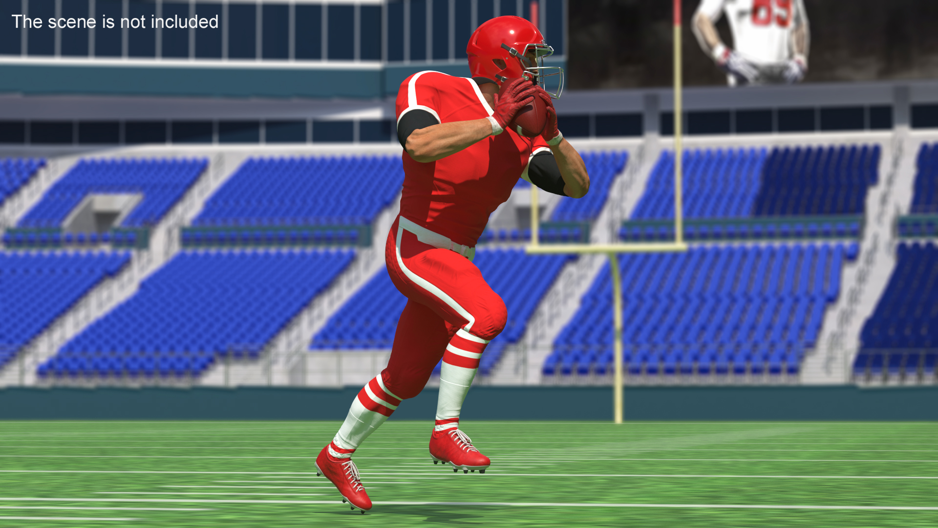 3D American Football Player Red Uniform Running The Ball model