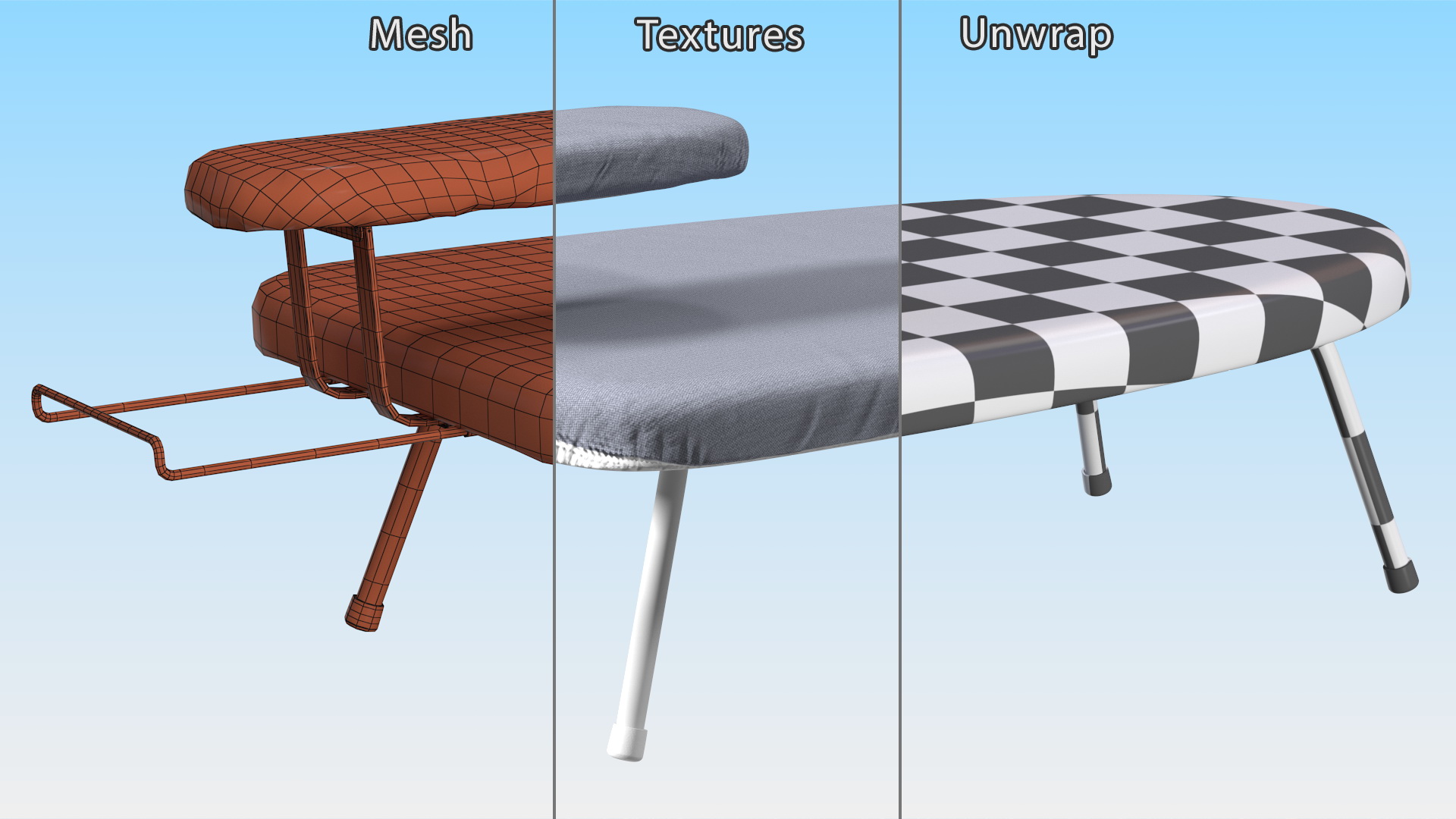 3D Foldable Tabletop Ironing Board Grey