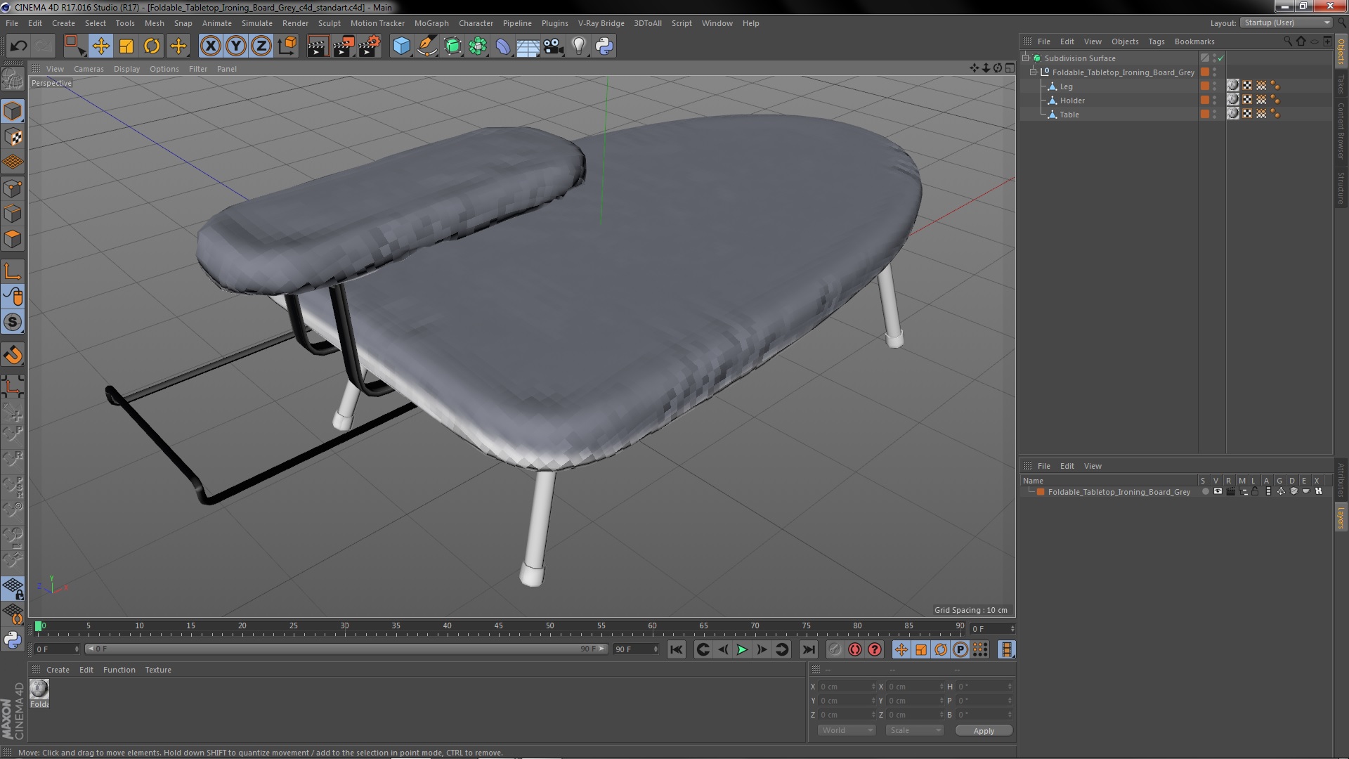 3D Foldable Tabletop Ironing Board Grey