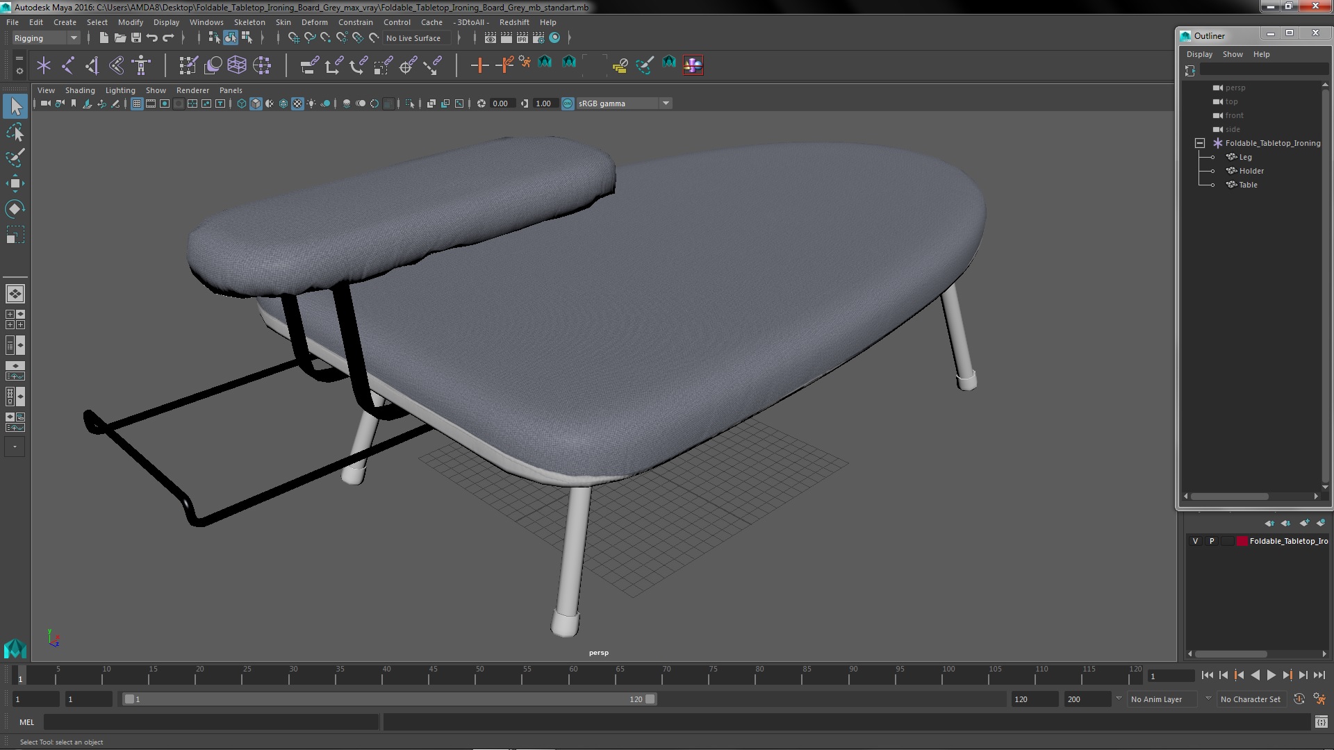 3D Foldable Tabletop Ironing Board Grey