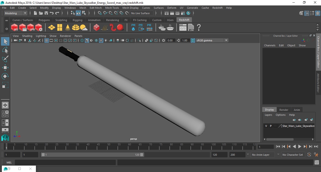 Star Wars Luke Skywalker Energy Sword 3D
