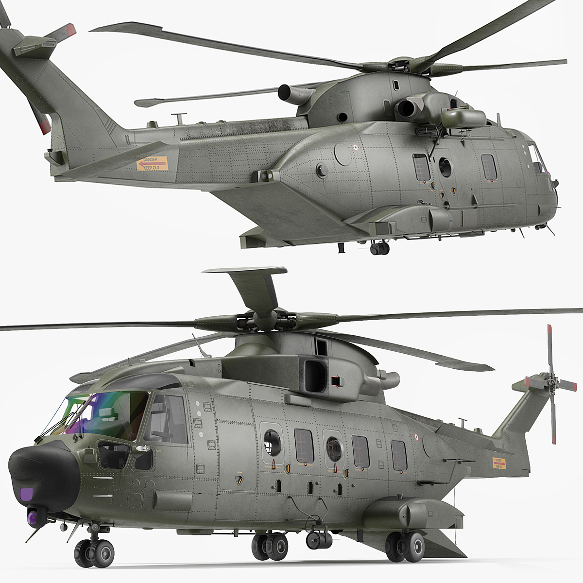 AgustaWestland AW101 Merlin RAF Rigged 3D model preview