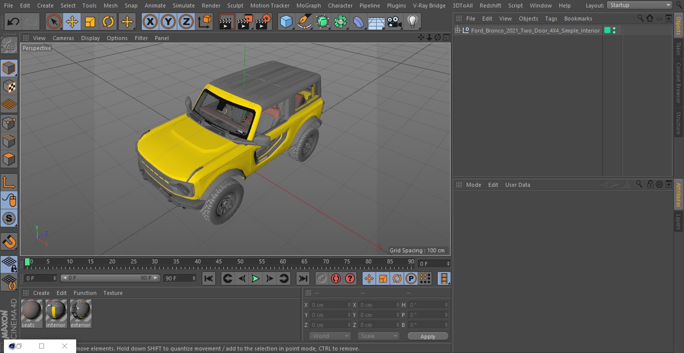 3D model Ford Bronco 2021 Two Door 4X4 Simple Interior
