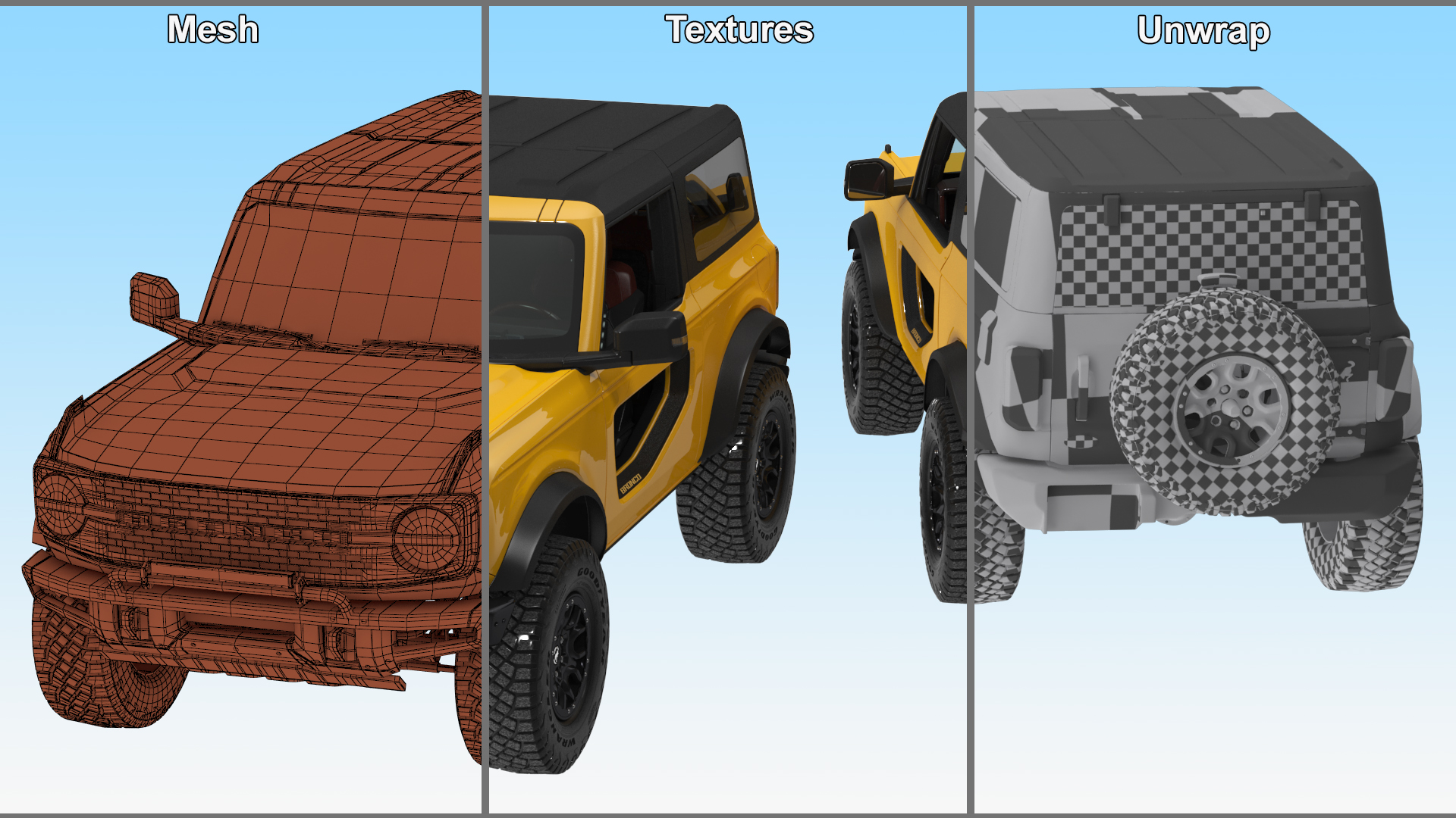3D model Ford Bronco 2021 Two Door 4X4 Simple Interior