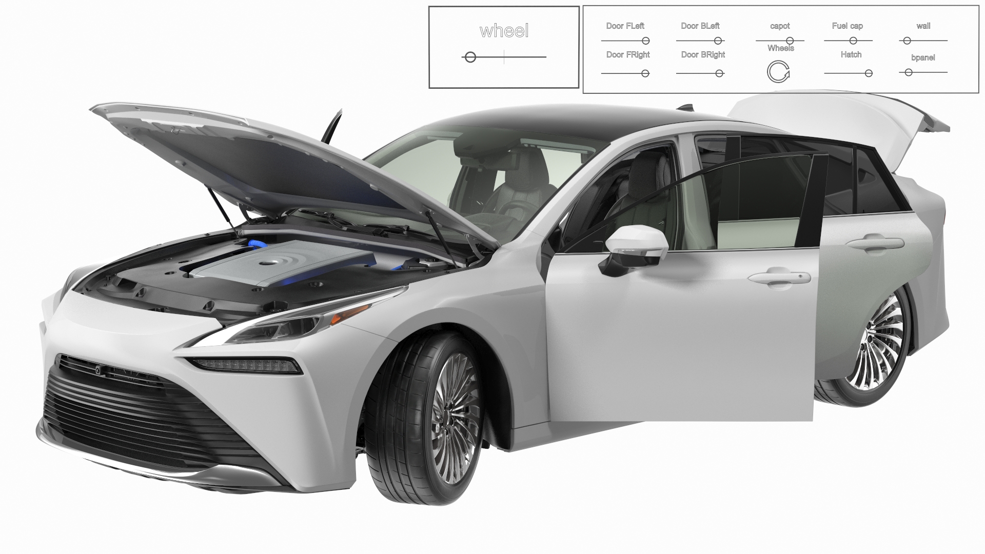 3D Hydrogen Fuel Cell Vehicle Fully Detailed Rigged model