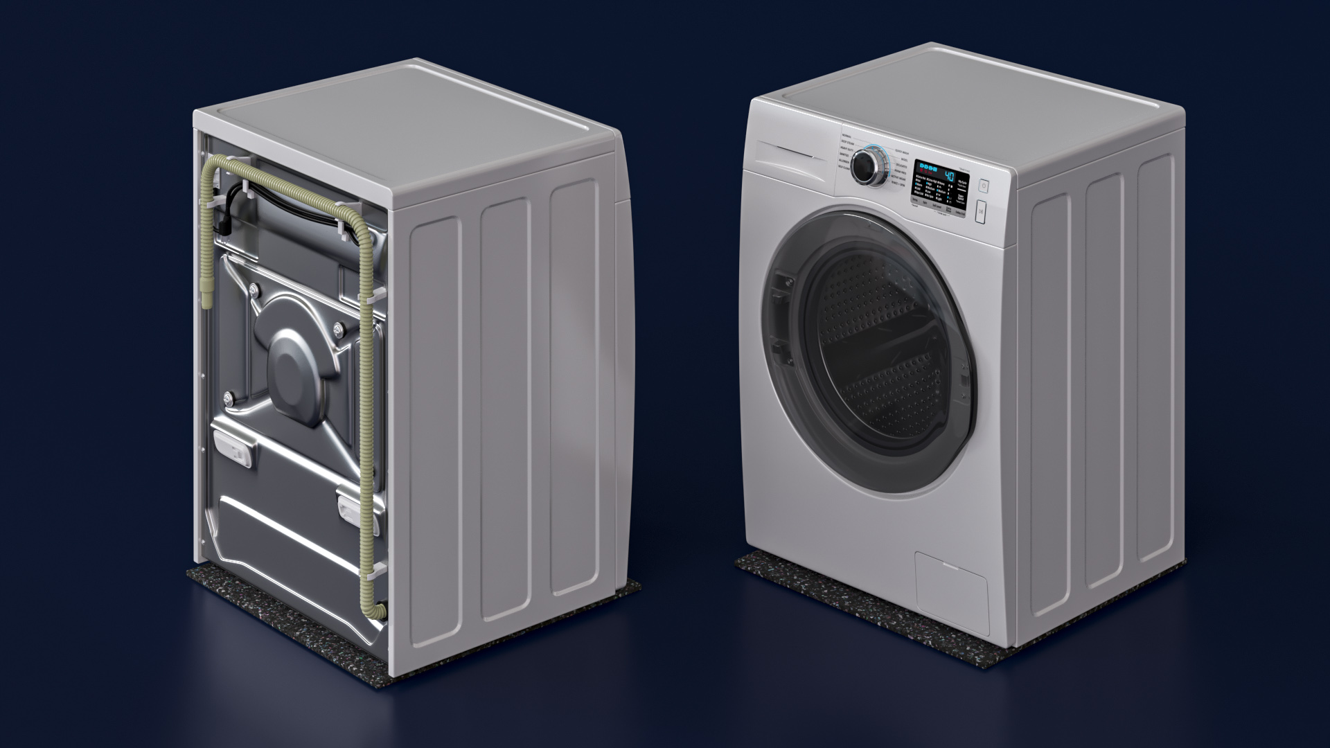 Washing Machine with an Anti-Vibration Mat 3D