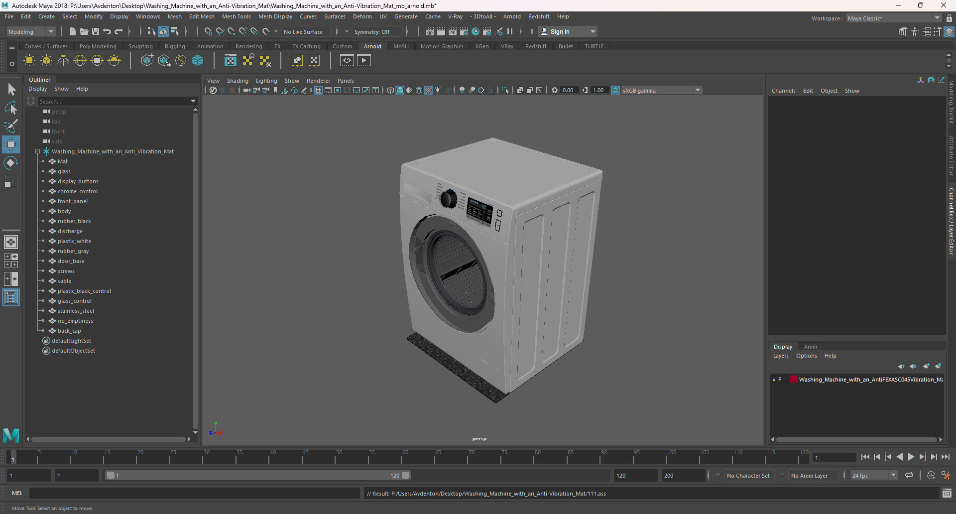 Washing Machine with an Anti-Vibration Mat 3D