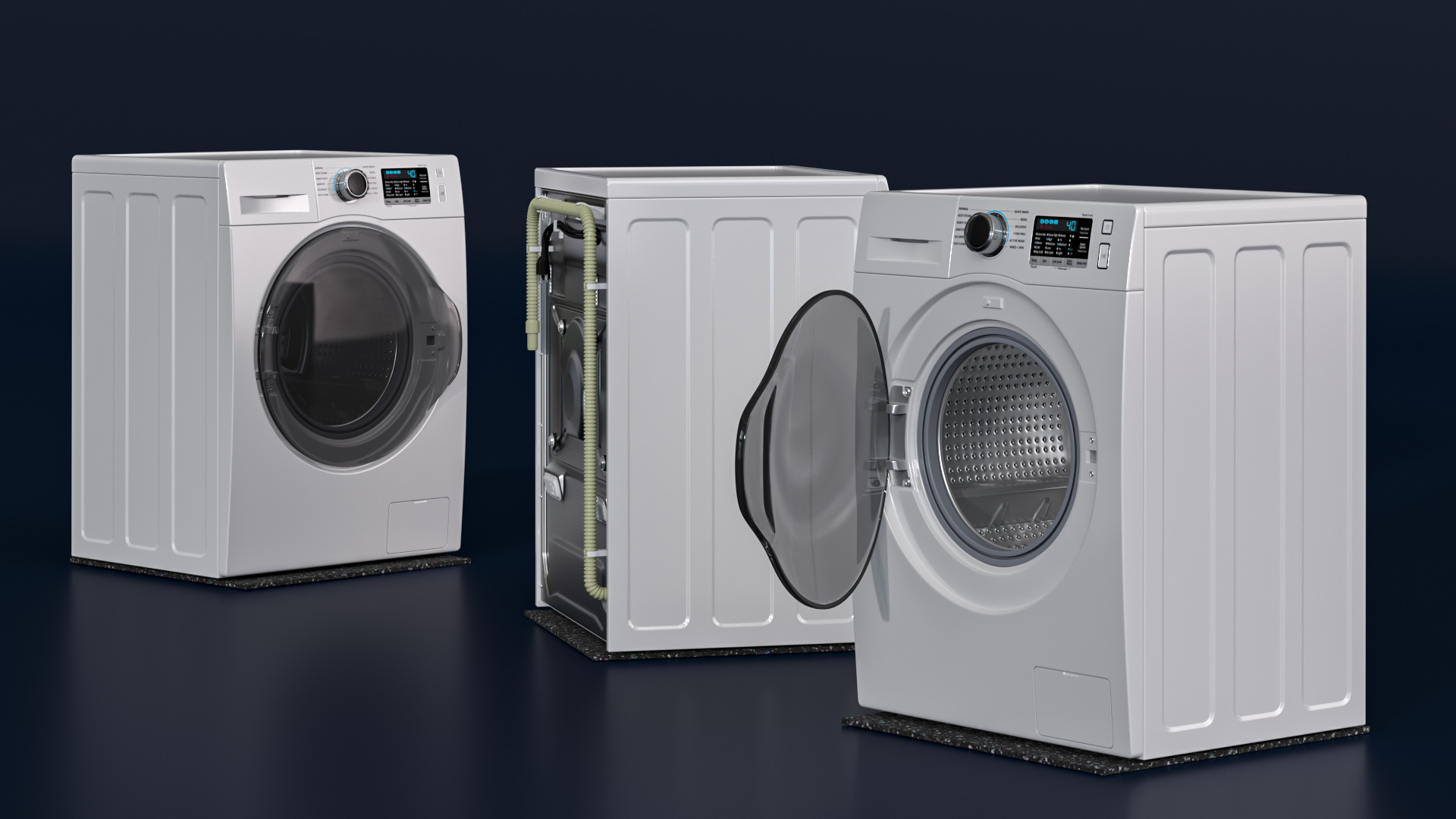 Washing Machine with an Anti-Vibration Mat 3D