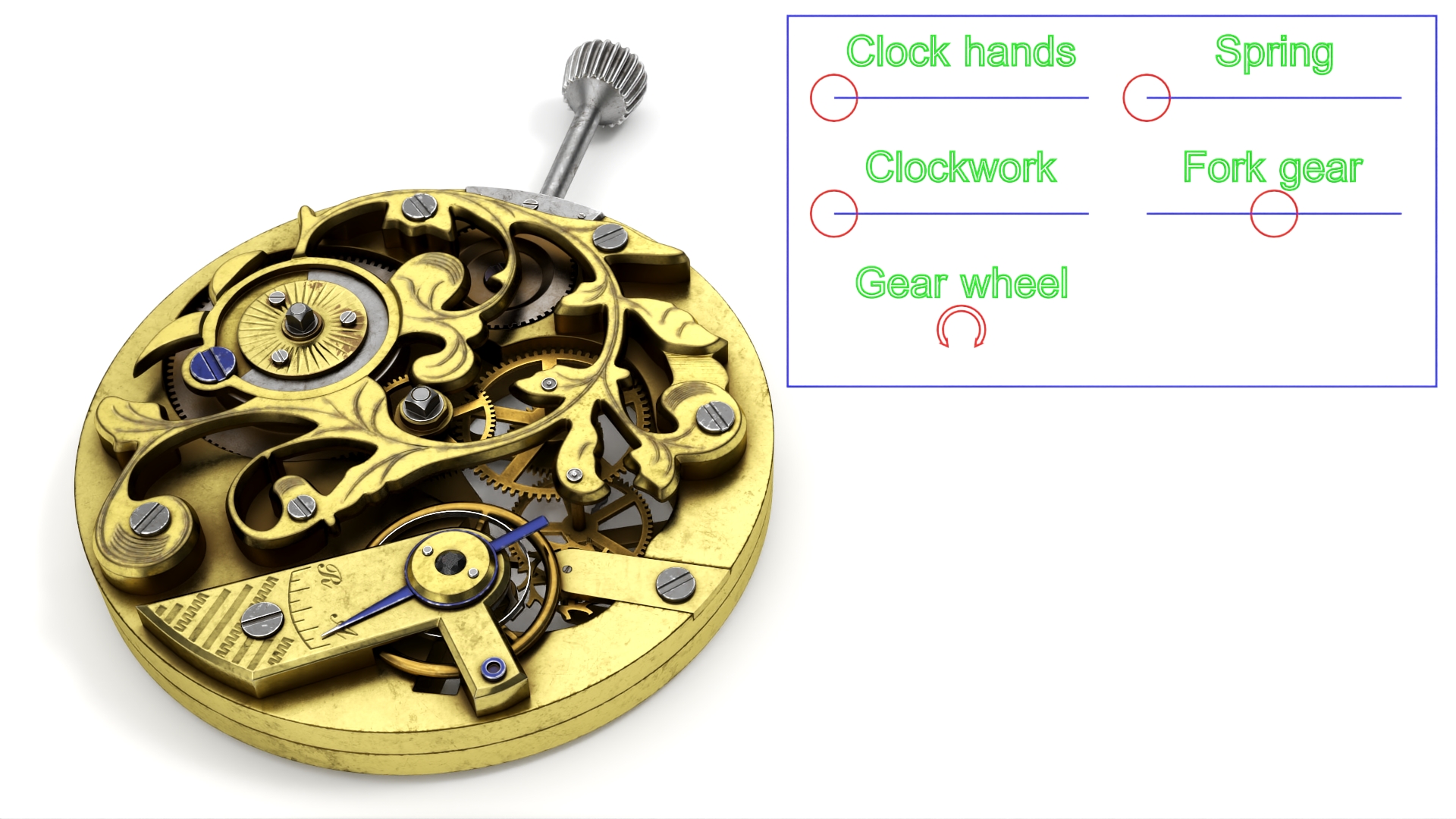 Vintage Watch Movement Mechanism Rigged 3D model