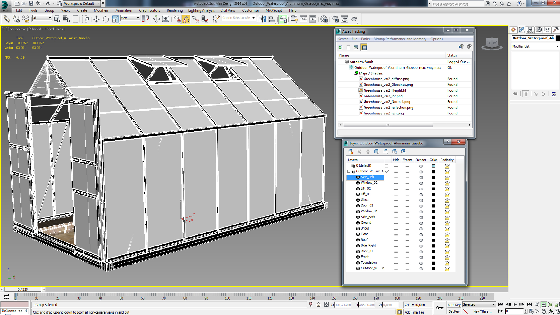 Outdoor Waterproof Aluminum Gazebo 3D model