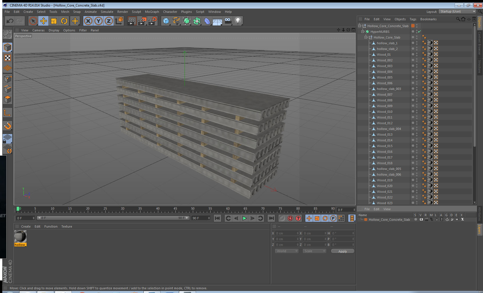 3D model Hollow Core Concrete Slab