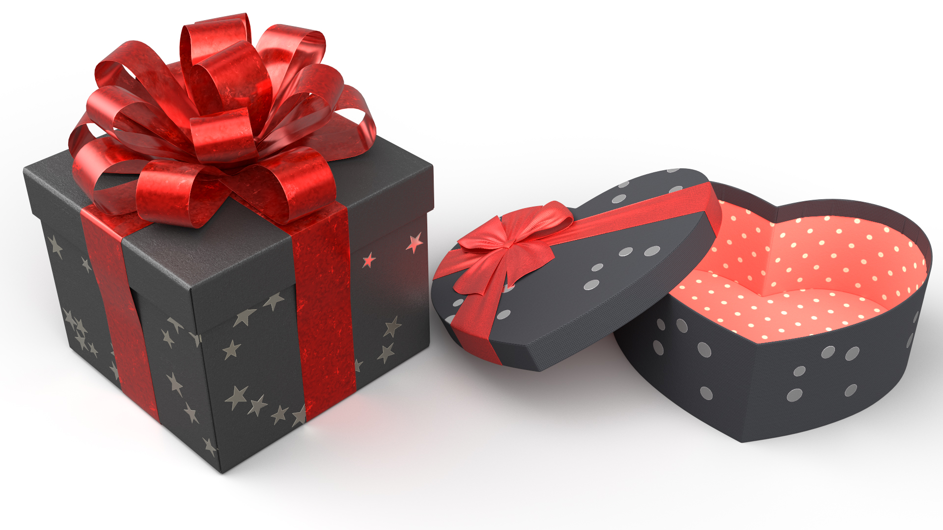 Ribbon Wrapped Gift Box Set Black Red