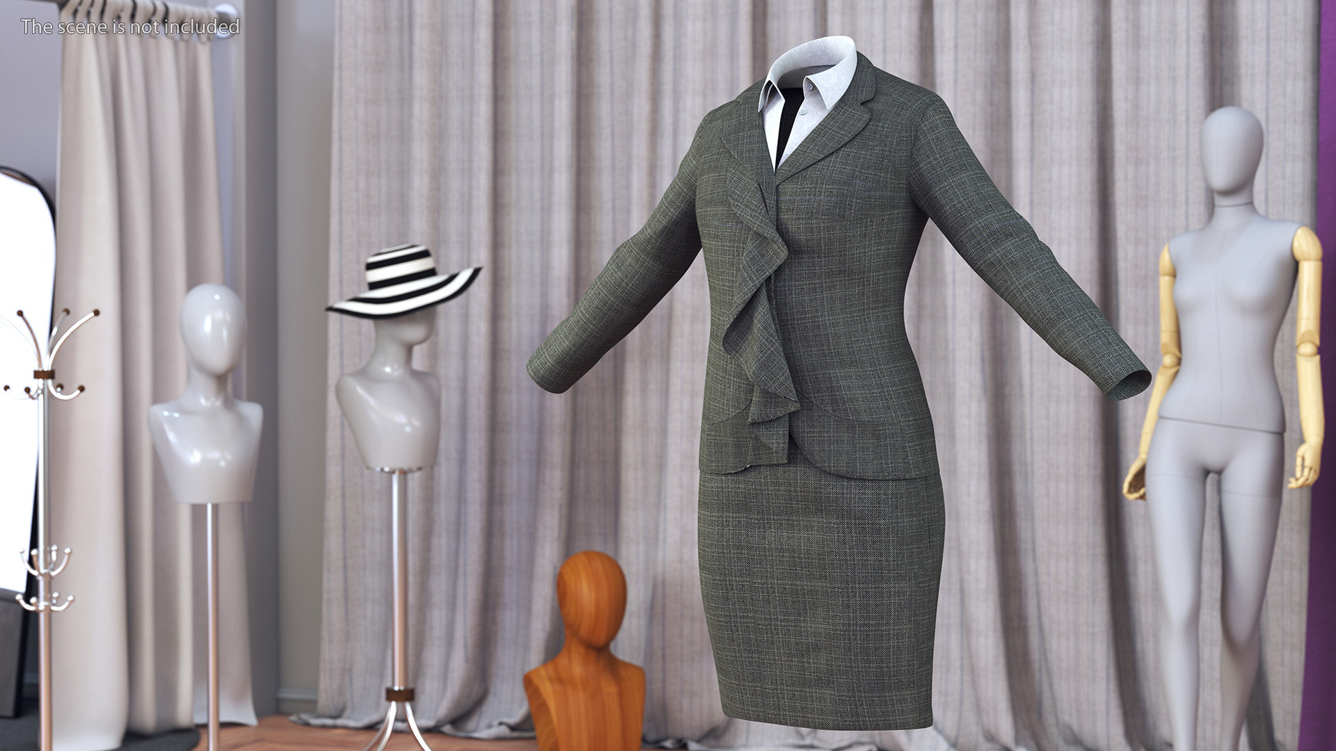 3D Womens Business Suit with Skirt