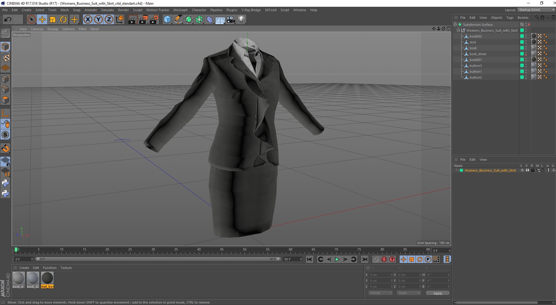 3D Womens Business Suit with Skirt