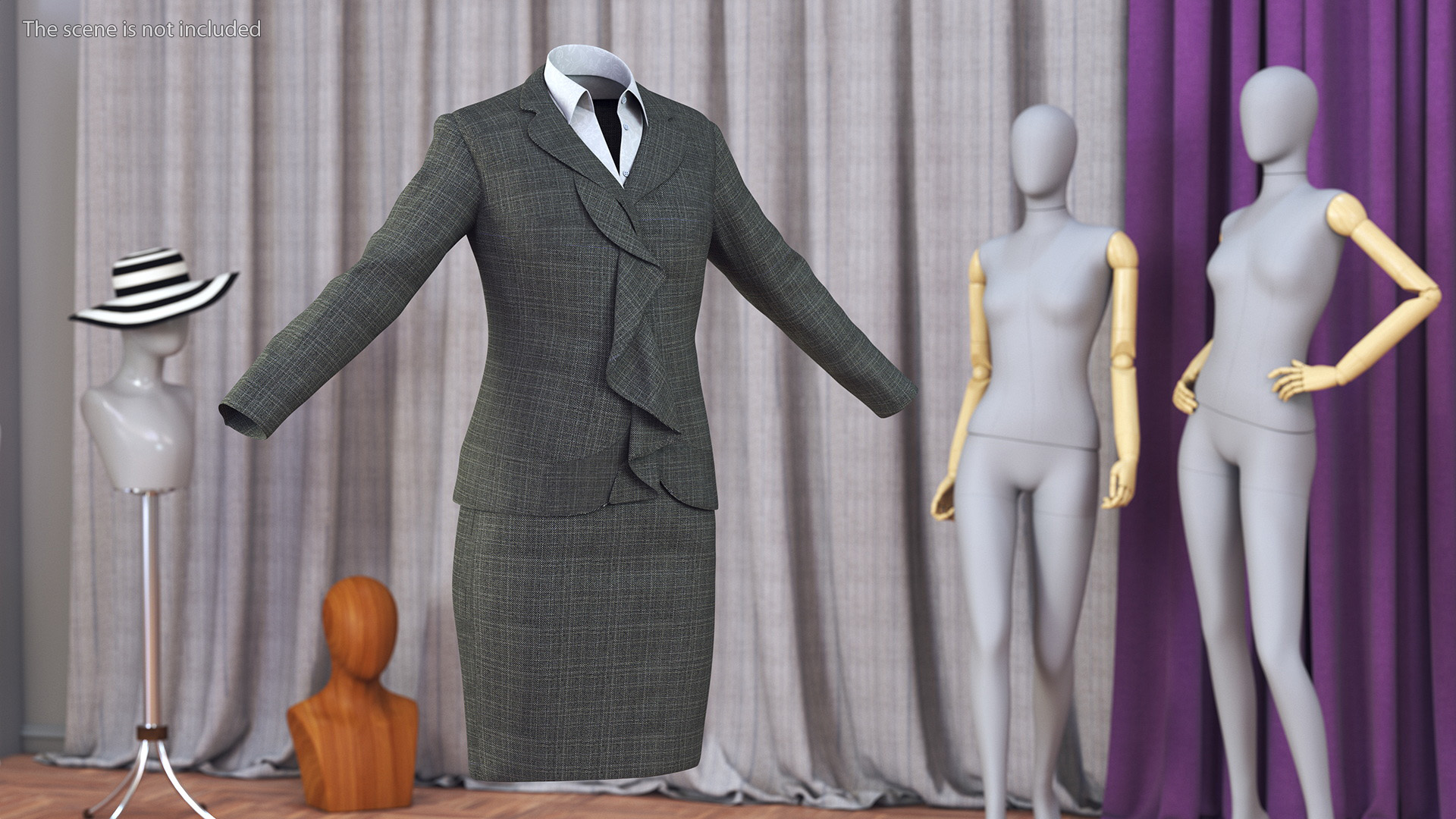 3D Womens Business Suit with Skirt