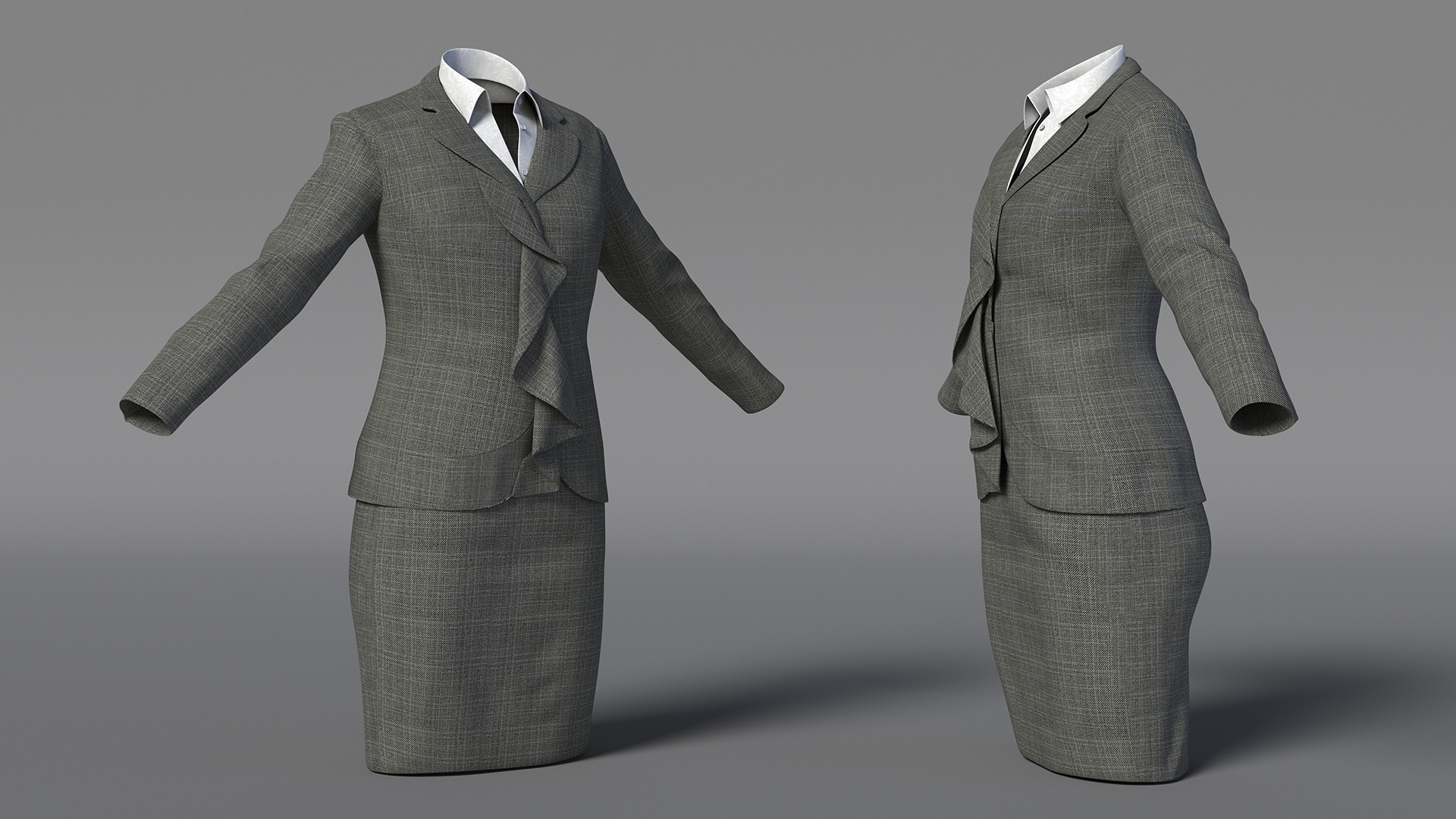 3D Womens Business Suit with Skirt