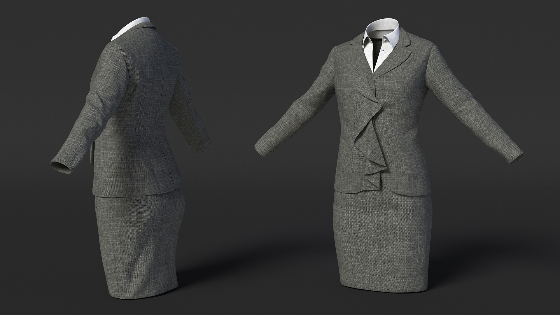 3D Womens Business Suit with Skirt