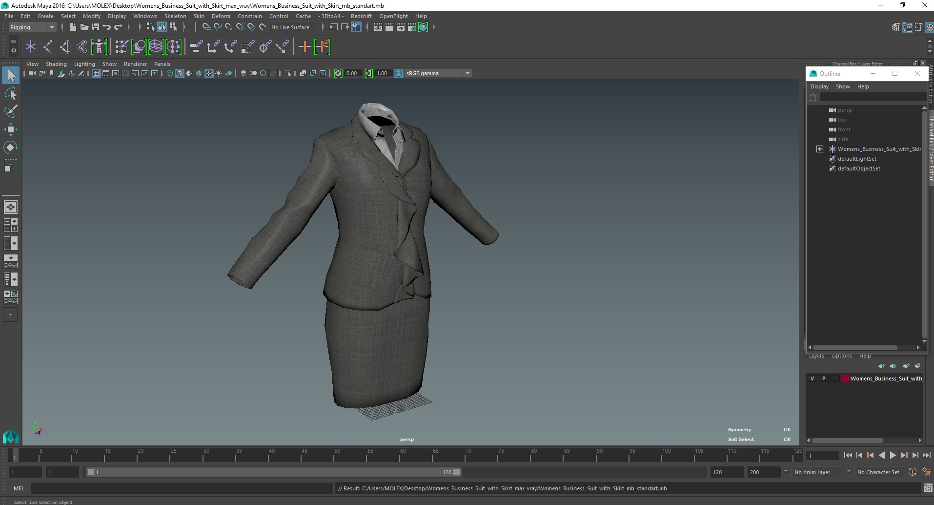 3D Womens Business Suit with Skirt