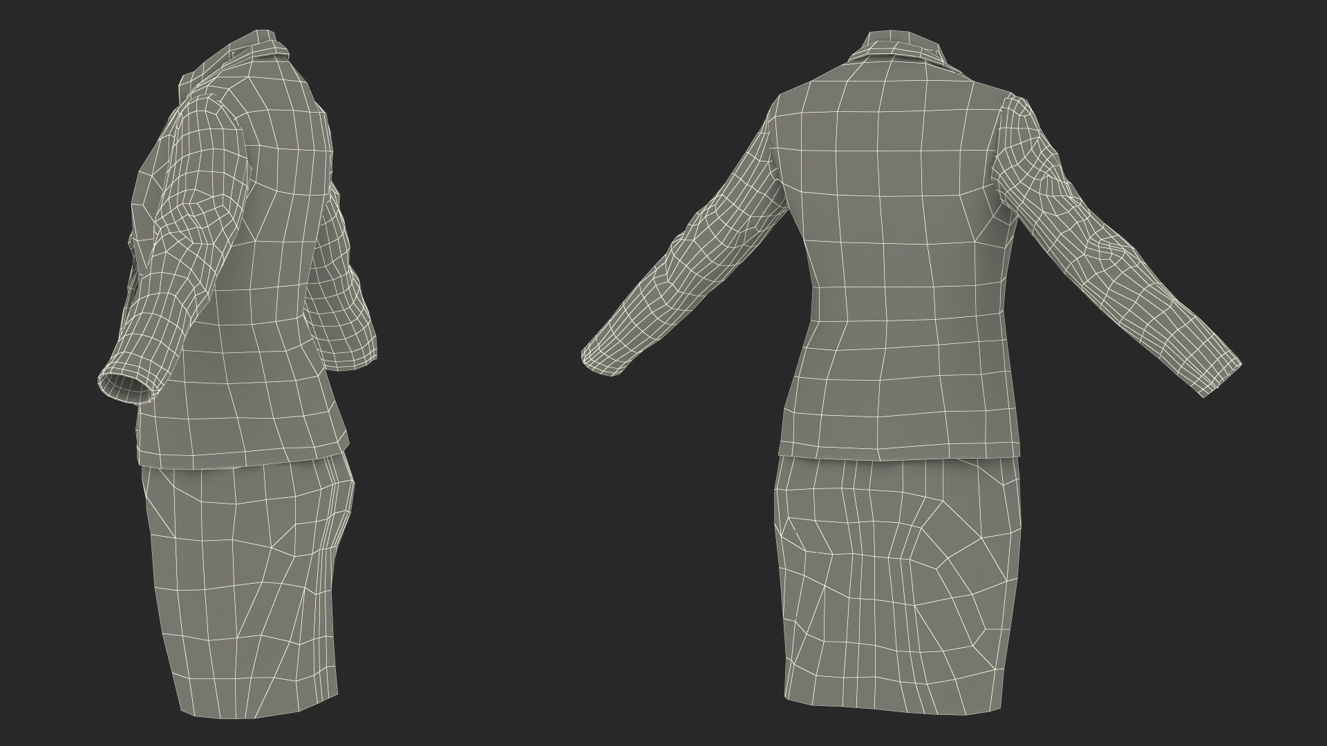 3D Womens Business Suit with Skirt